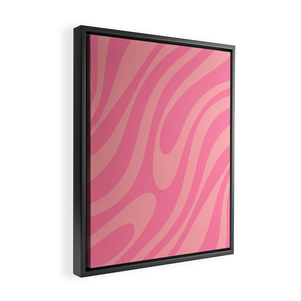 Retro Abstract Wavy Loops Pattern in Pretty Pink Framed Canvas Print Gallery Image 2