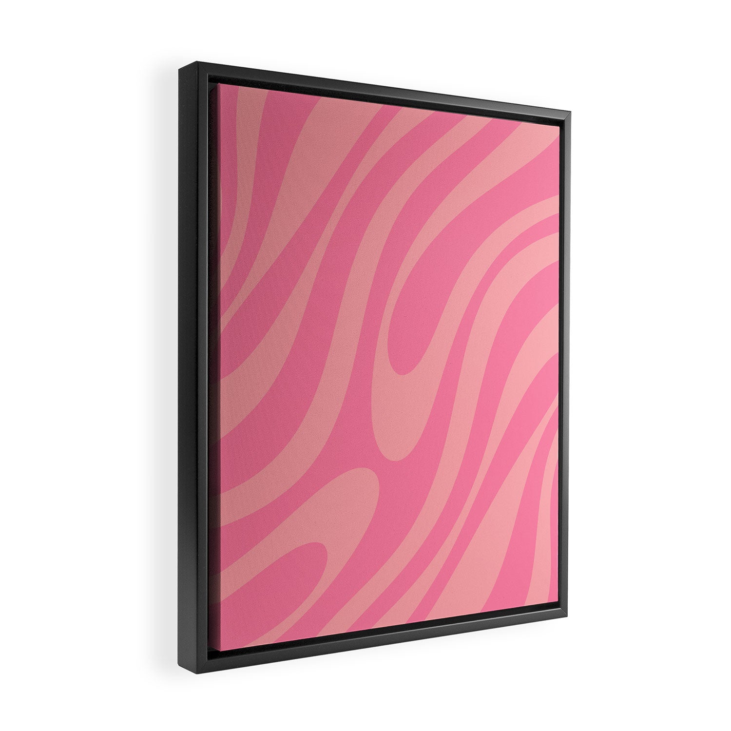 Retro Abstract Wavy Loops Pattern in Pretty Pink Framed Canvas Print Gallery Image 2