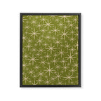 Retro Atomic Twinkling Starburst Pattern in Midcentury Modern Olive Green and Beige Framed Canvas Print Gallery Image 8