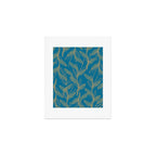 Retro Botanical Pattern in Gold and Peacock Blue Art Print Gallery Image 1