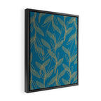 Retro Botanical Pattern in Gold and Peacock Blue Framed Canvas Print Gallery Image 2