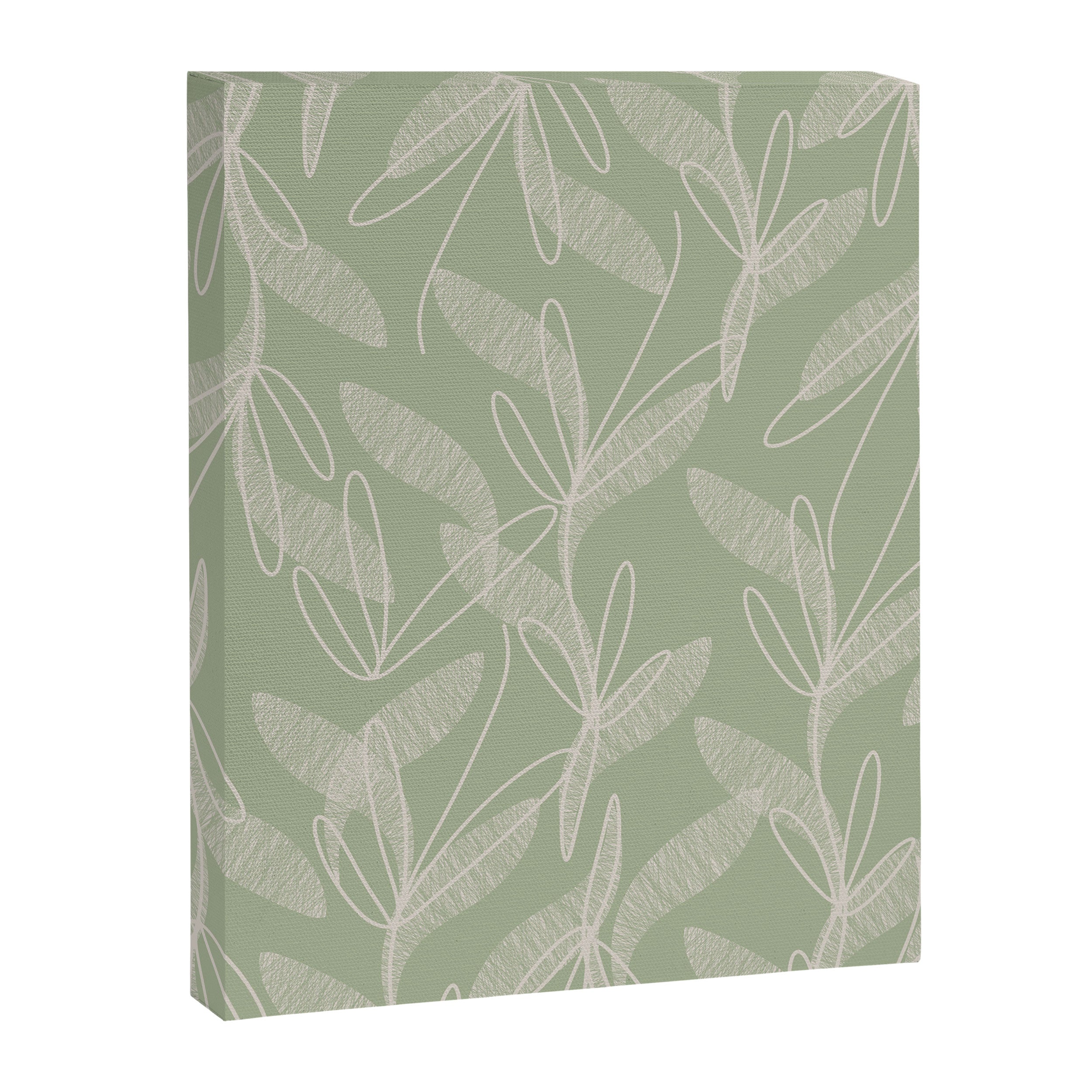 Retro Botanical Pattern Sage Green Canvas Print Gallery Image 8