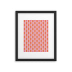 Retro Check Thick Grid Pattern 2 Bright Pink Orange Cream Framed Art Print Gallery Image 6