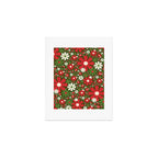 Retro Christmas Floral Fantasy Red Green Cream Art Print Gallery Image 1
