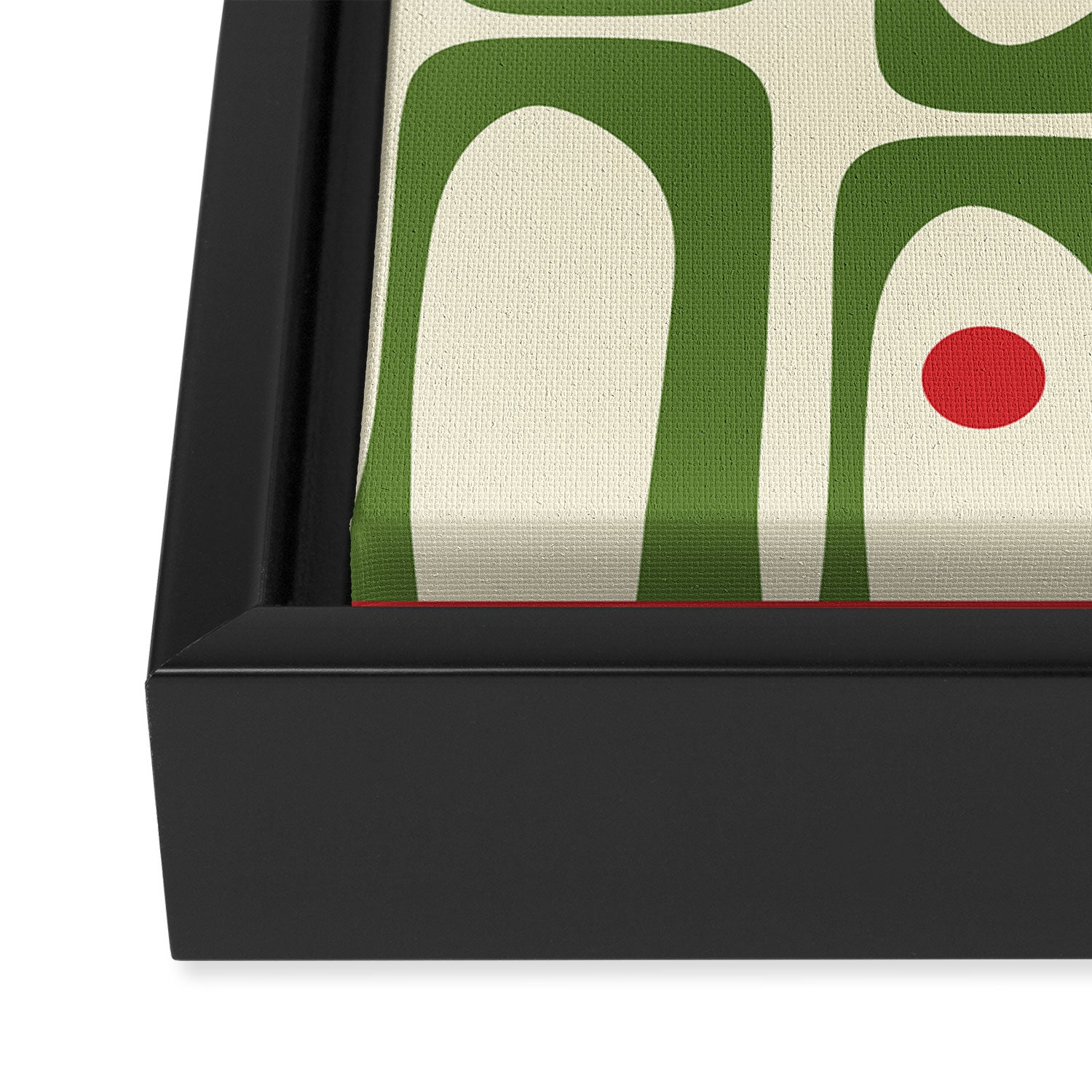 Retro Christmas Mid Century Modern Piquet Multi Red Green Cream Abstract Geometric Pattern Framed Canvas Print Gallery Image 3