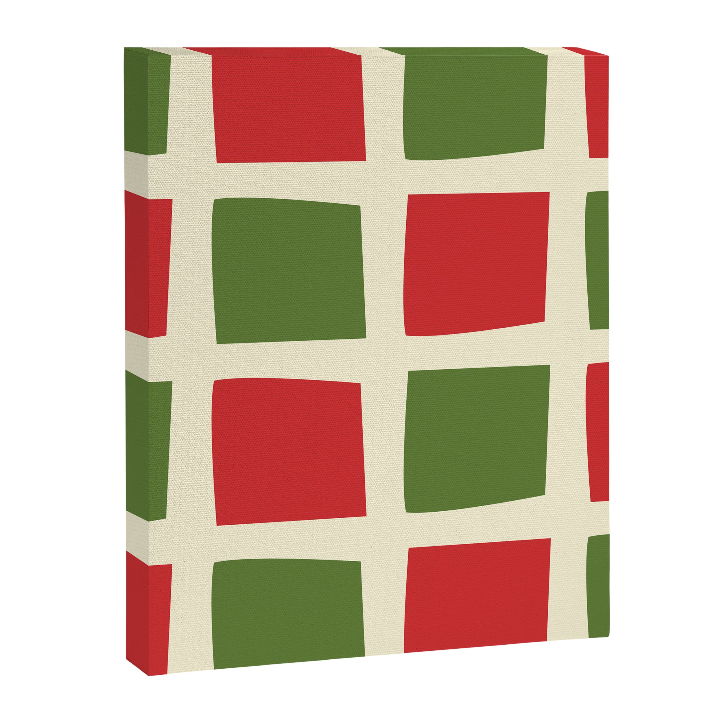 Retro Christmas Midcentury Modern Windows Checkered Red Green Cream Pattern Canvas Print Gallery Image 8