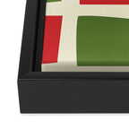 Retro Christmas Midcentury Modern Windows Checkered Red Green Cream Pattern Framed Canvas Print Gallery Image 3