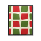 Retro Christmas Midcentury Modern Windows Checkered Red Green Cream Pattern Framed Canvas Print Gallery Image 8