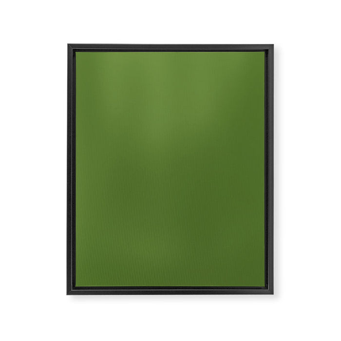 Retro Christmas Olive Green Solid Colour Framed Canvas Print Gallery Image 1
