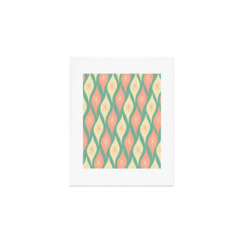 Retro Christmas Ornament Pattern Mint Green Blush Pink Cream Art Print Gallery Image 1