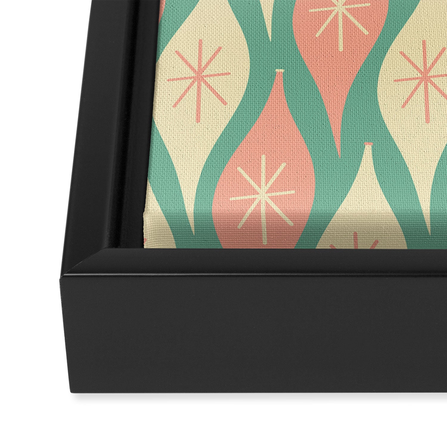 Retro Christmas Ornament Pattern Mint Green Blush Pink Cream Framed Canvas Print Gallery Image 3