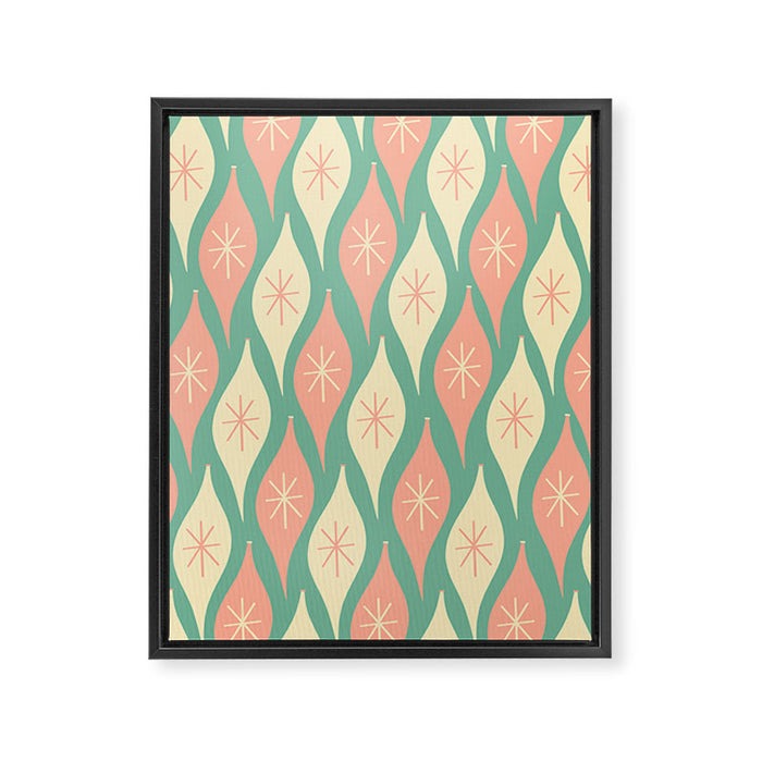 Retro Christmas Ornament Pattern Mint Green Blush Pink Cream Framed Canvas Print Gallery Image 1