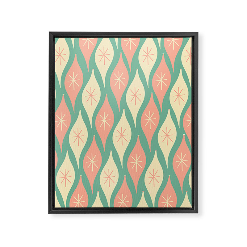 Retro Christmas Ornament Pattern Mint Green Blush Pink Cream Framed Canvas Print Gallery Image 8
