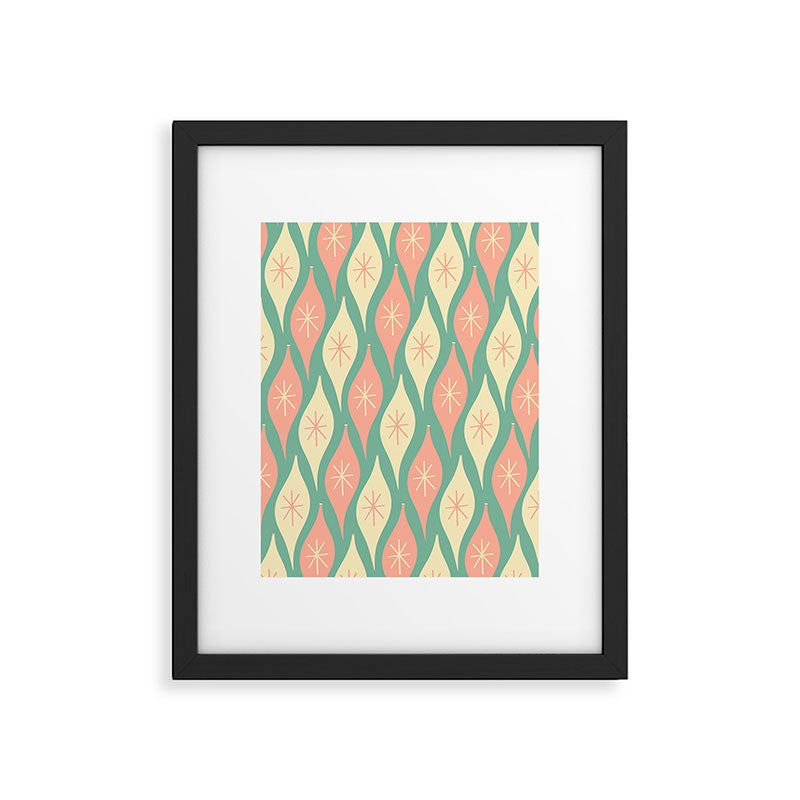 Retro Christmas Ornament Pattern Mint Green Blush Pink Cream Framed Art Print Gallery Image 6