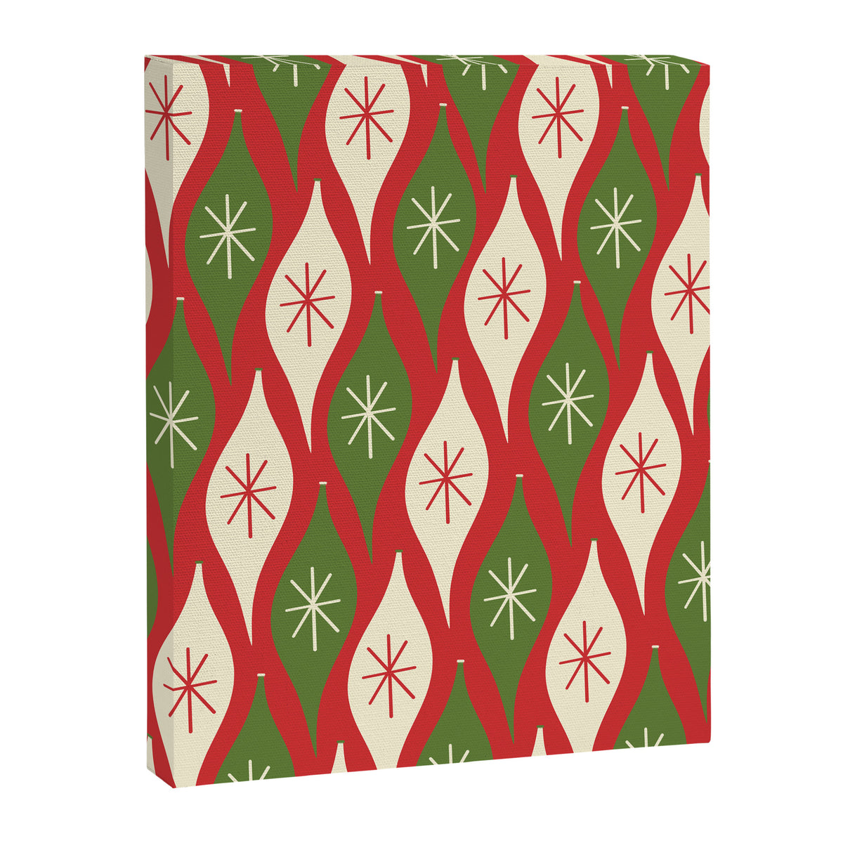 Retro Christmas Ornaments Pattern Red Cream Green Canvas Print Gallery Image 8