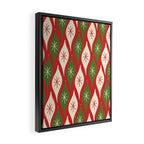 Retro Christmas Ornaments Pattern Red Cream Green Framed Canvas Print Gallery Image 2
