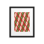 Retro Christmas Ornaments Pattern Red Cream Green Framed Art Print Gallery Image 6