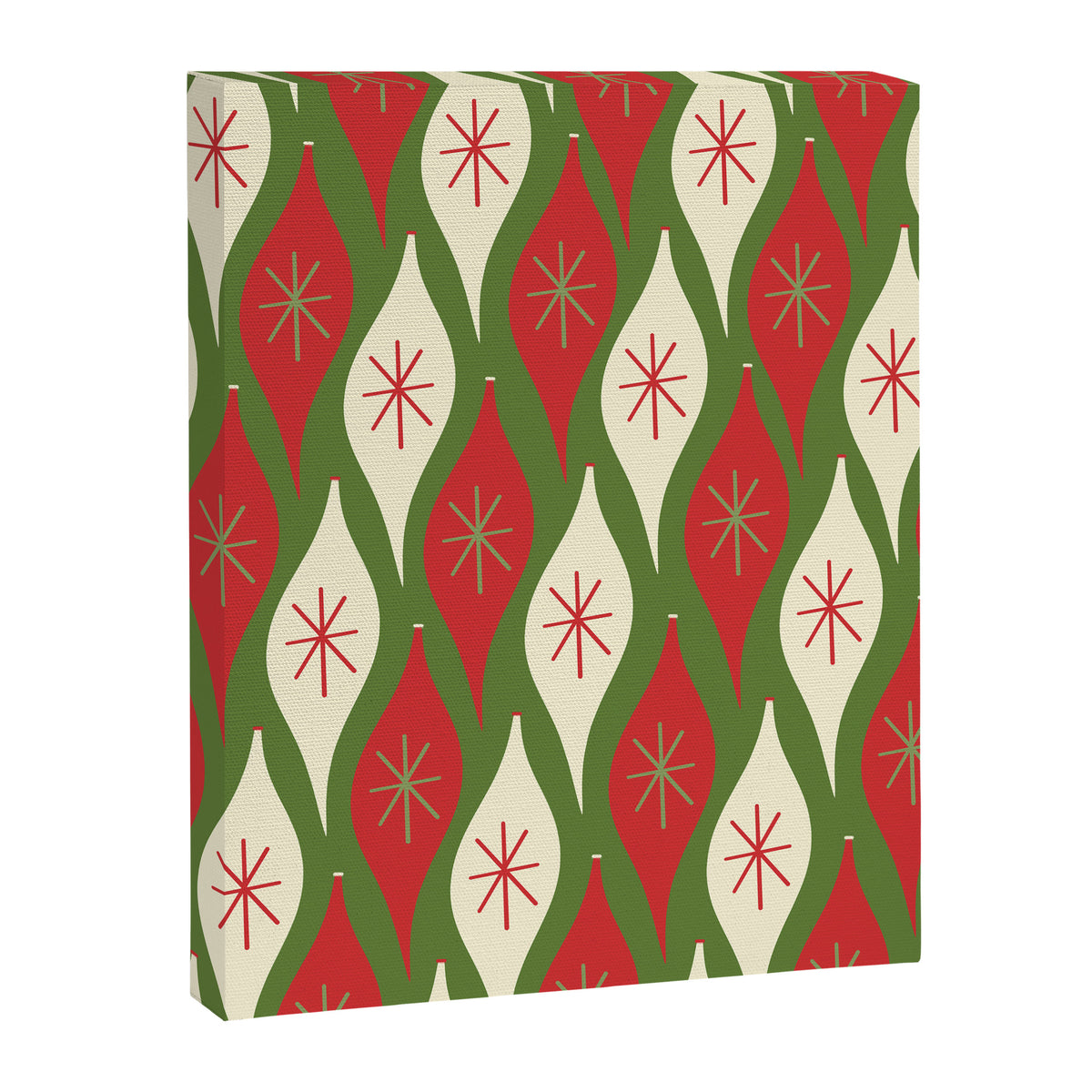 Retro Christmas Ornaments Pattern Green Red Cream Canvas Print Gallery Image 8