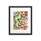 Retro Christmas Swirl Abstract Pattern in Olive Green, Sage, Xmas Red, and Cream Framed Art Print Gallery Image 5