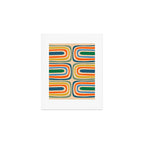 Retro Confaab Abstract Vertical Pattern Blue Orange Green Mustard Apricot Art Print Gallery Image 1