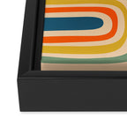 Retro Confaab Abstract Vertical Pattern Blue Orange Green Mustard Apricot Framed Canvas Print Gallery Image 3