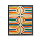Retro Confaab Abstract Vertical Pattern Blue Orange Green Mustard Apricot Framed Canvas Print Gallery Image 6