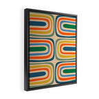 Retro Confaab Abstract Vertical Pattern Blue Orange Green Mustard Apricot Framed Canvas Print Gallery Image 2