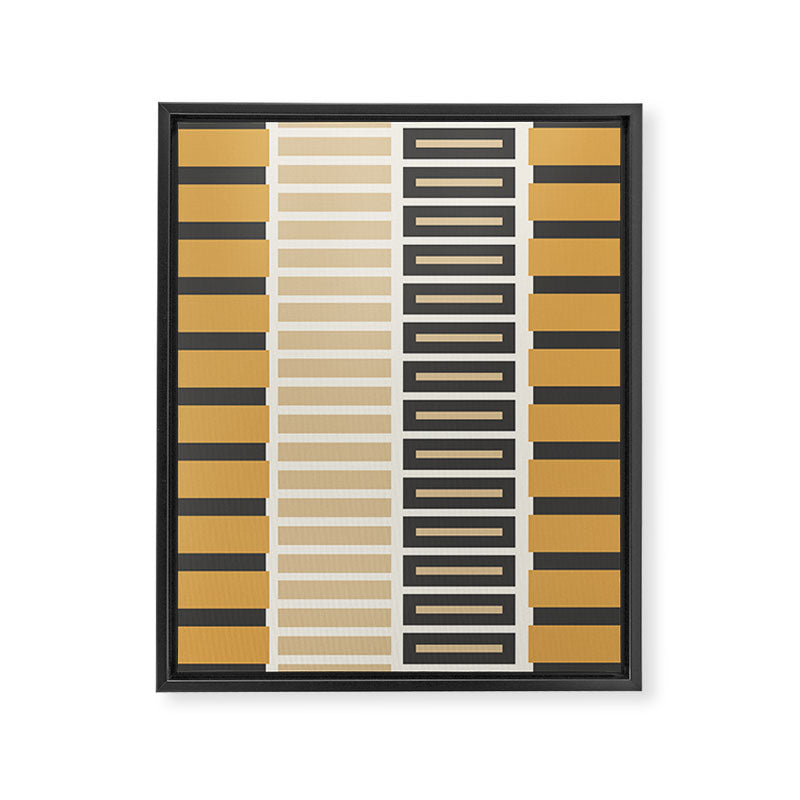 Retro Contemporary Block Stripes in Charcoal Ochre Framed Canvas Print Gallery Image 8