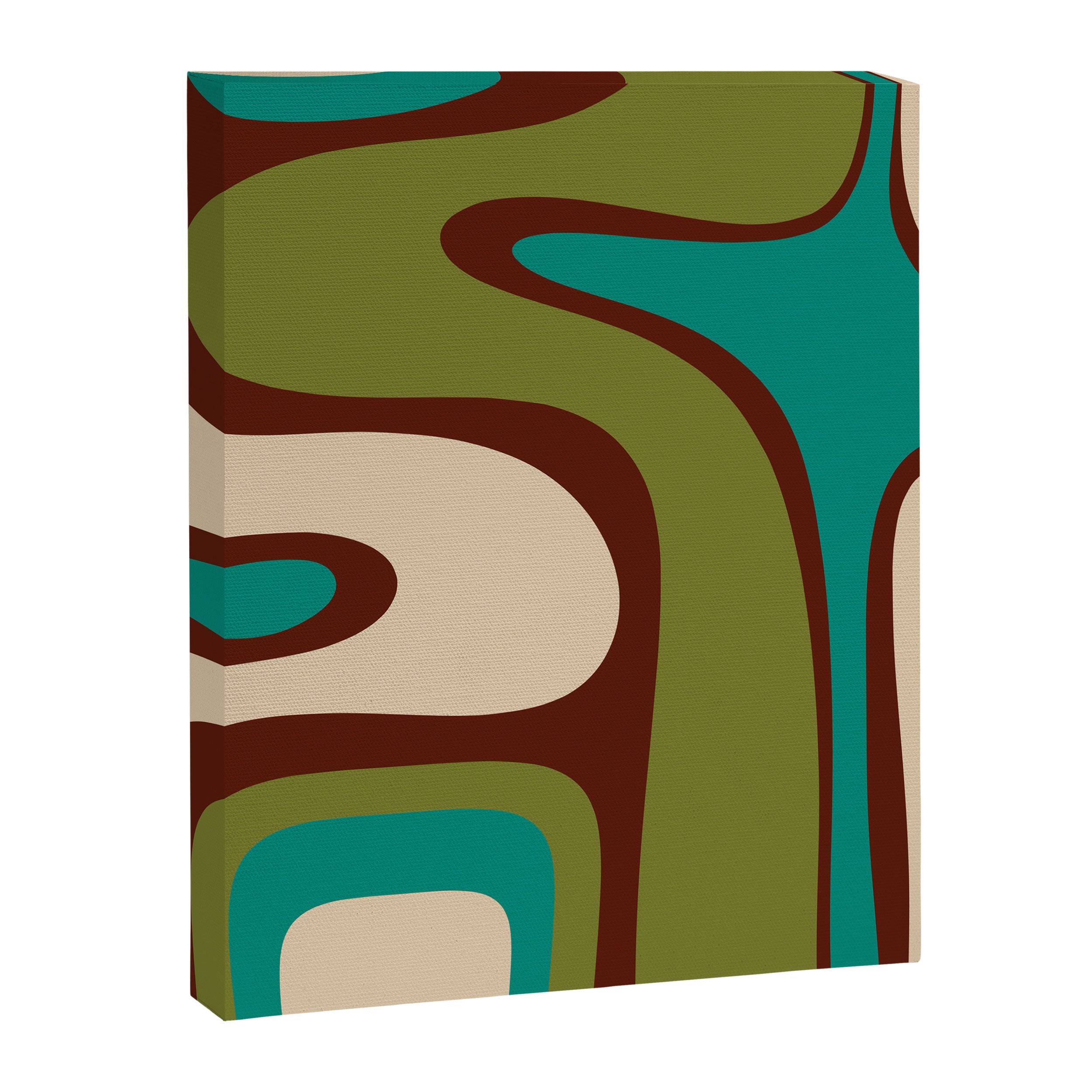 Retro Copacetic Abstract in Mid Mod Olive Green, Maroon, and Turquoise Teal  Canvas Print Gallery Image 8