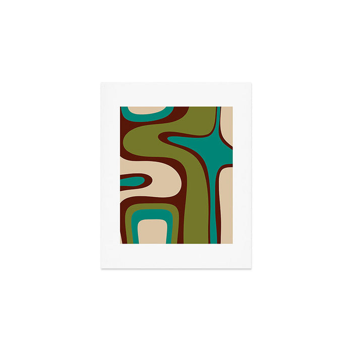 Retro Copacetic Abstract in Mid Mod Olive Green, Maroon, and Turquoise Teal  Art Print Gallery Image 1