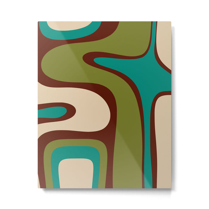 Retro Copacetic Abstract in Mid Mod Olive Green, Maroon, and Turquoise Teal  Metal Print Gallery Image 1