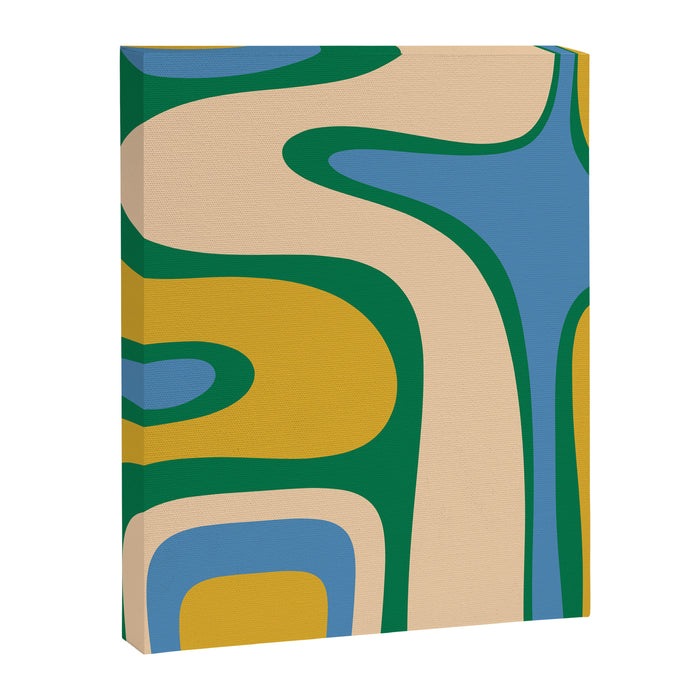 Retro Copacetic Abstract Pattern Blue Green Mustard Canvas Print Gallery Image 1