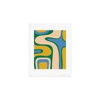 Retro Copacetic Abstract Pattern Blue Green Mustard Art Print Gallery Image 1