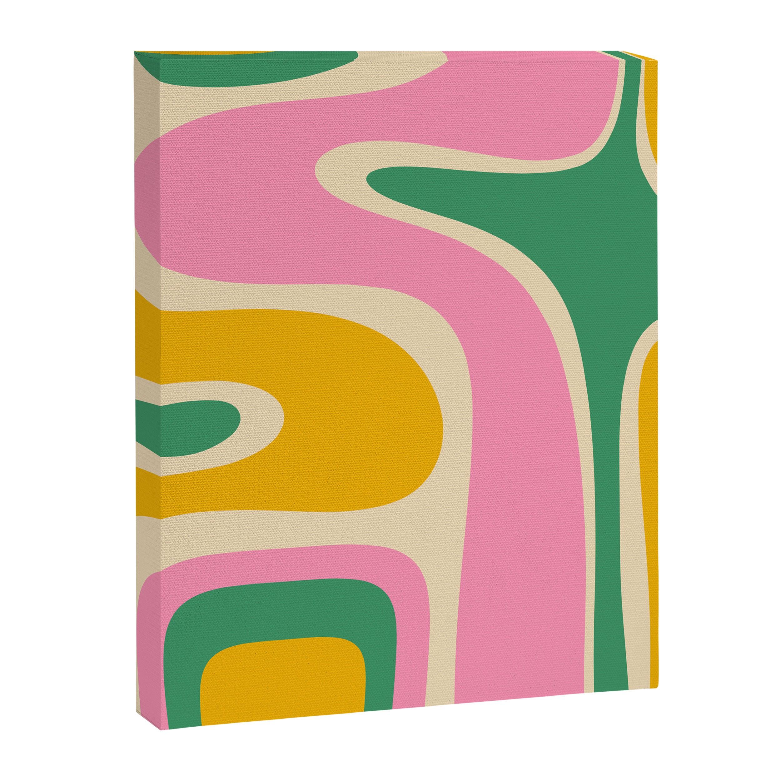 Retro Copacetic Abstract Yellow Pink Green Canvas Print Gallery Image 8