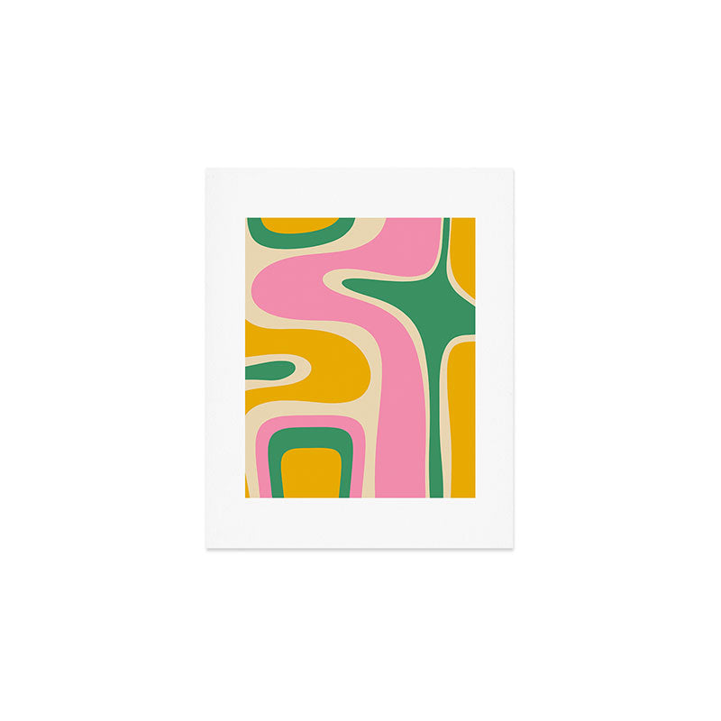 Retro Copacetic Abstract Yellow Pink Green Art Print Gallery Image 1