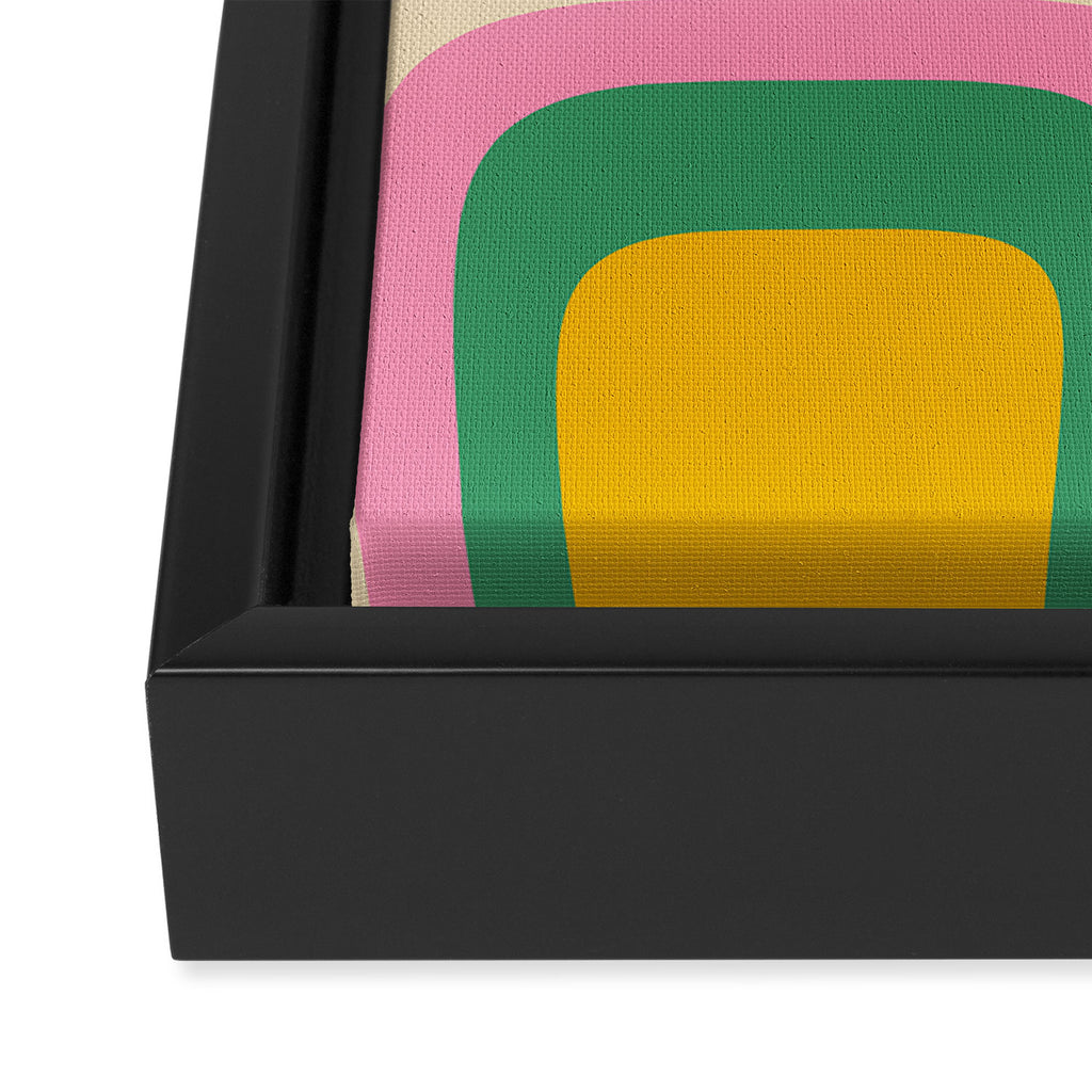 Retro Copacetic Abstract Yellow Pink Green Framed Canvas Print Gallery Image 3