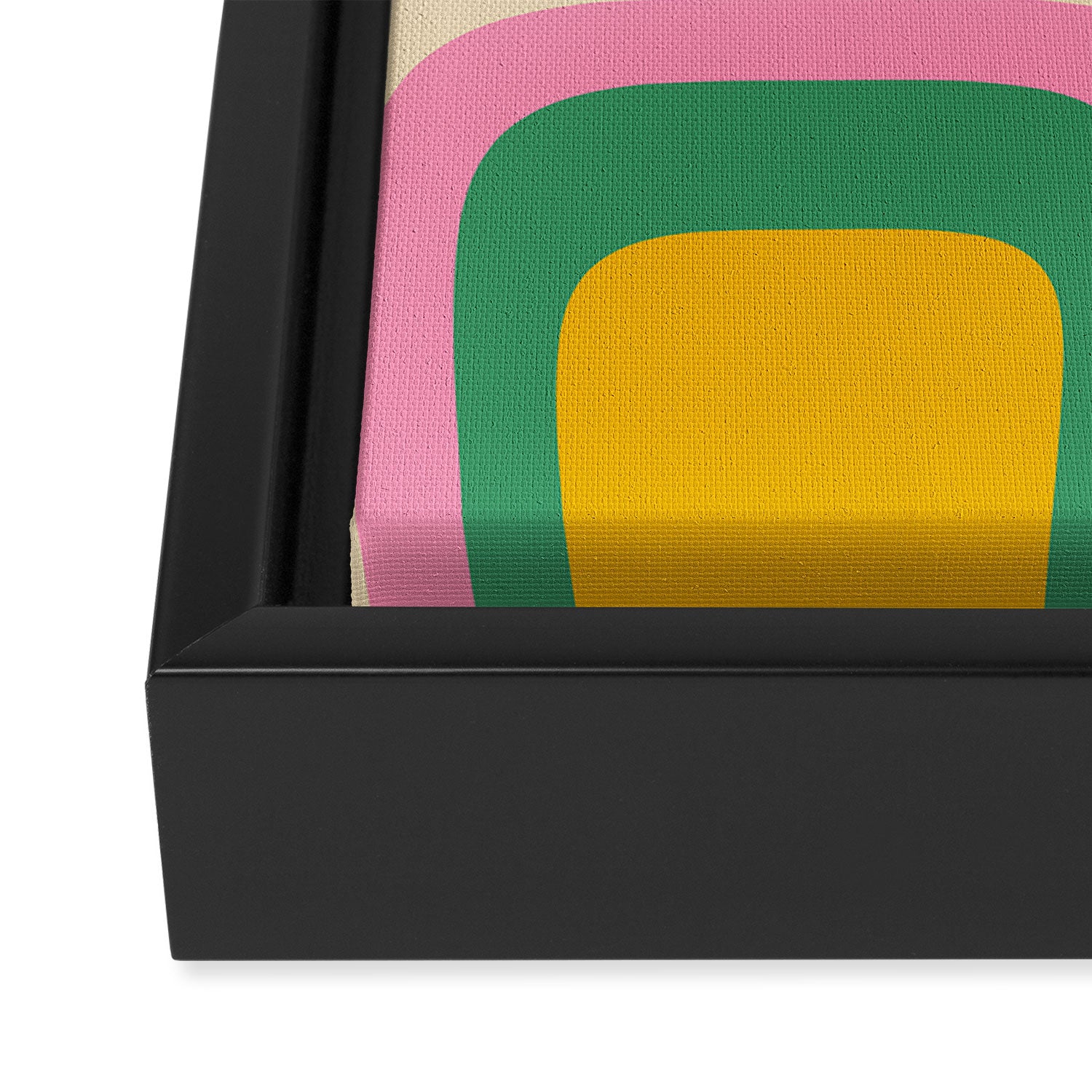 Retro Copacetic Abstract Yellow Pink Green Framed Canvas Print Gallery Image 3