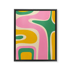 Retro Copacetic Abstract Yellow Pink Green Framed Canvas Print Gallery Image 8