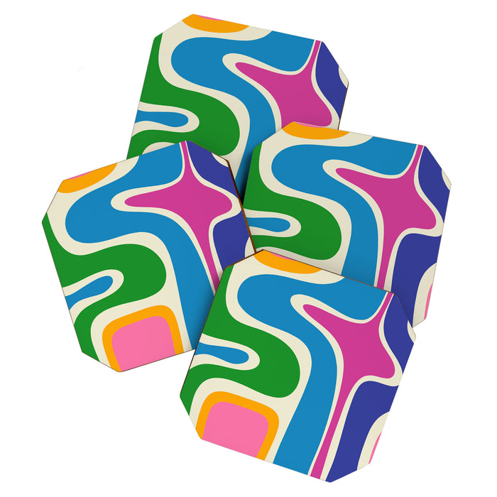 Retro Copacetic Colorful Fun Abstract Pattern Coaster Gallery Image 1