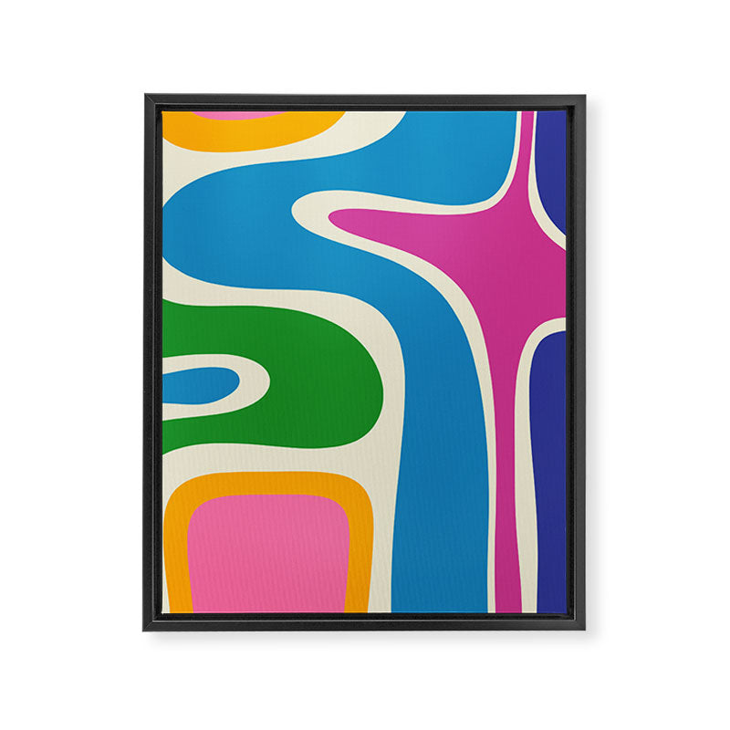 Retro Copacetic Colorful Fun Abstract Pattern Framed Canvas Print Gallery Image 8
