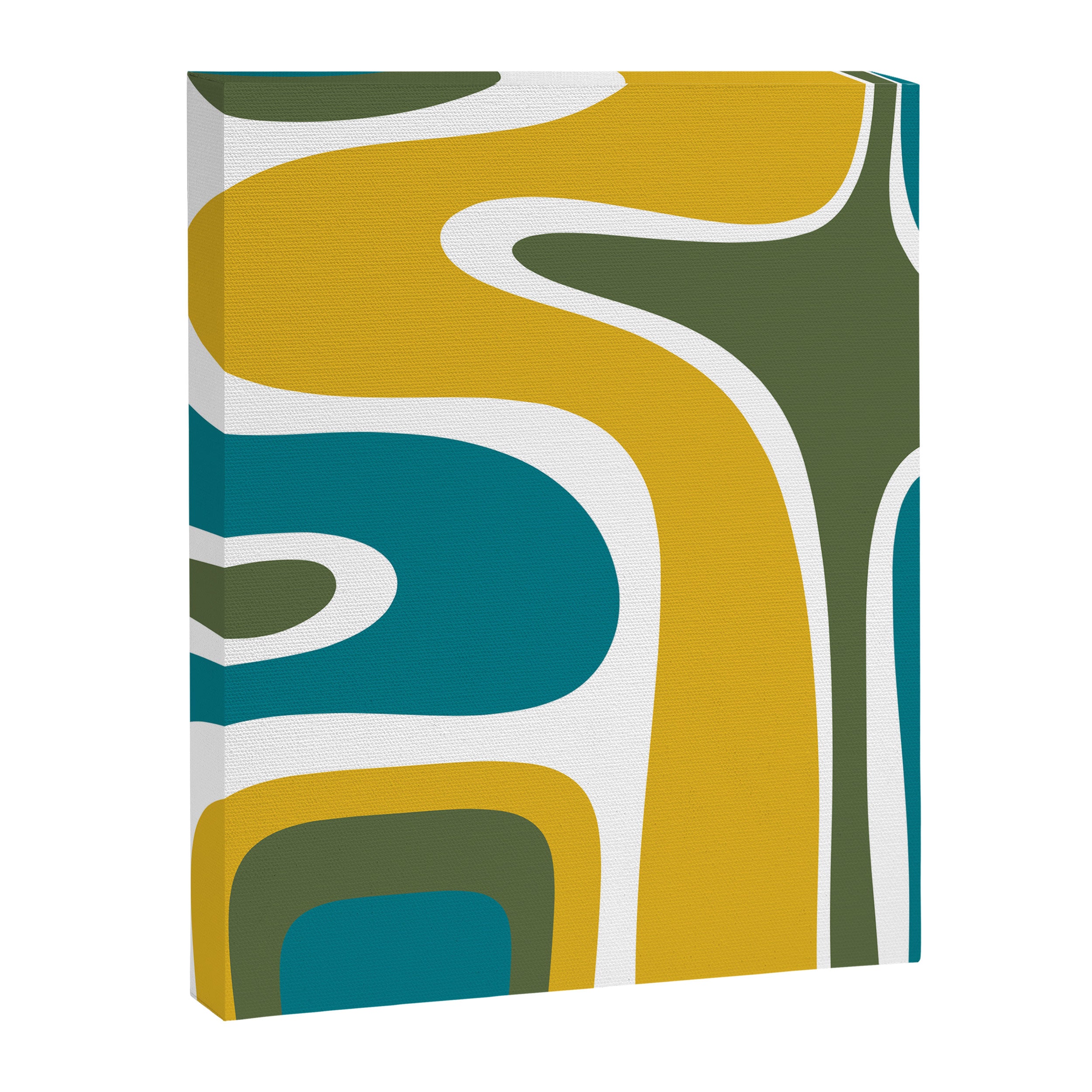 Retro Copacetic Mid Century Modern Abstract Mustard Olive Teal Canvas Print Gallery Image 8