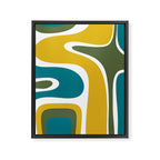 Retro Copacetic Mid Century Modern Abstract Mustard Olive Teal Framed Canvas Print Gallery Image 8