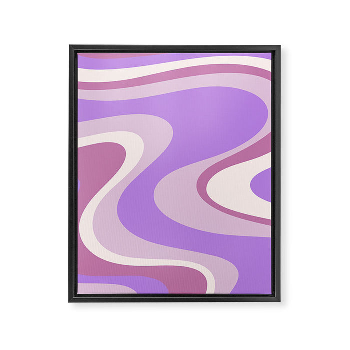 Retro Dream Abstract Liquid Swirl Pattern in Light Purple Framed Canvas Print Gallery Image 1