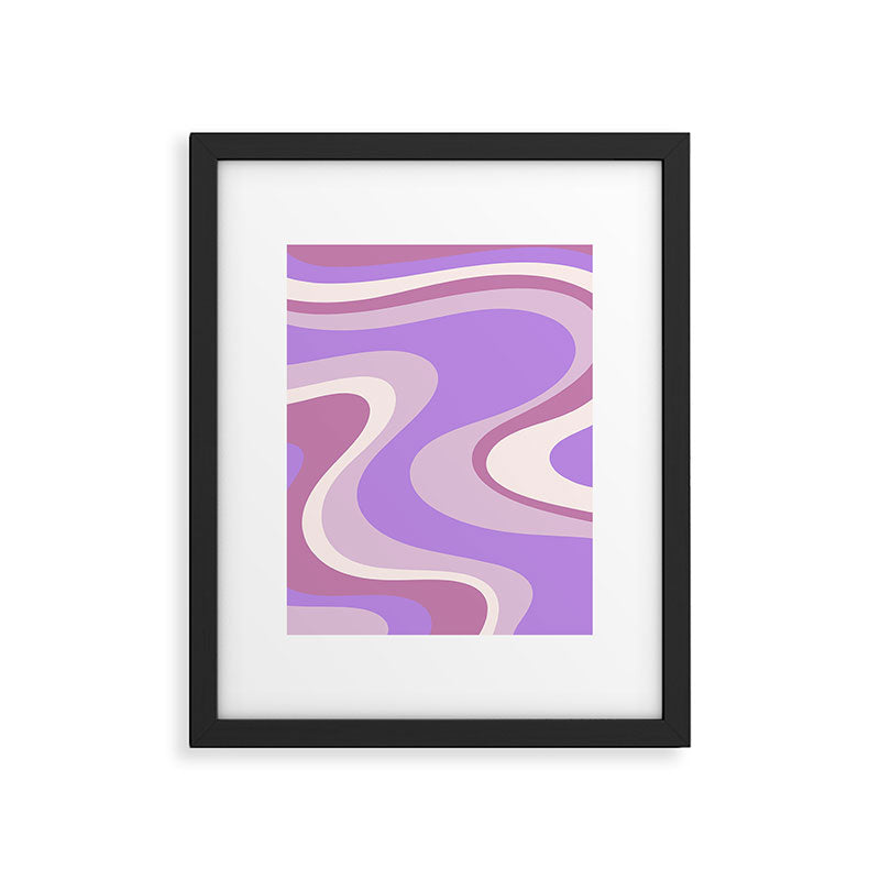 Retro Dream Abstract Liquid Swirl Pattern in Light Purple Framed Art Print Gallery Image 6