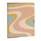 Retro Dream Abstract Swirl Pattern Pastel Apricot Buff Ice Blue Mustard Canvas Print Gallery Image 8