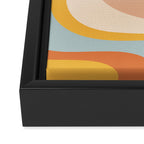 Retro Dream Abstract Swirl Pattern Pastel Apricot Buff Ice Blue Mustard Framed Canvas Print Gallery Image 3