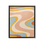 Retro Dream Abstract Swirl Pattern Pastel Apricot Buff Ice Blue Mustard Framed Canvas Print Gallery Image 8