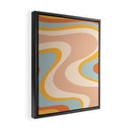 Retro Dream Abstract Swirl Pattern Pastel Apricot Buff Ice Blue Mustard Framed Canvas Print Gallery Image 2