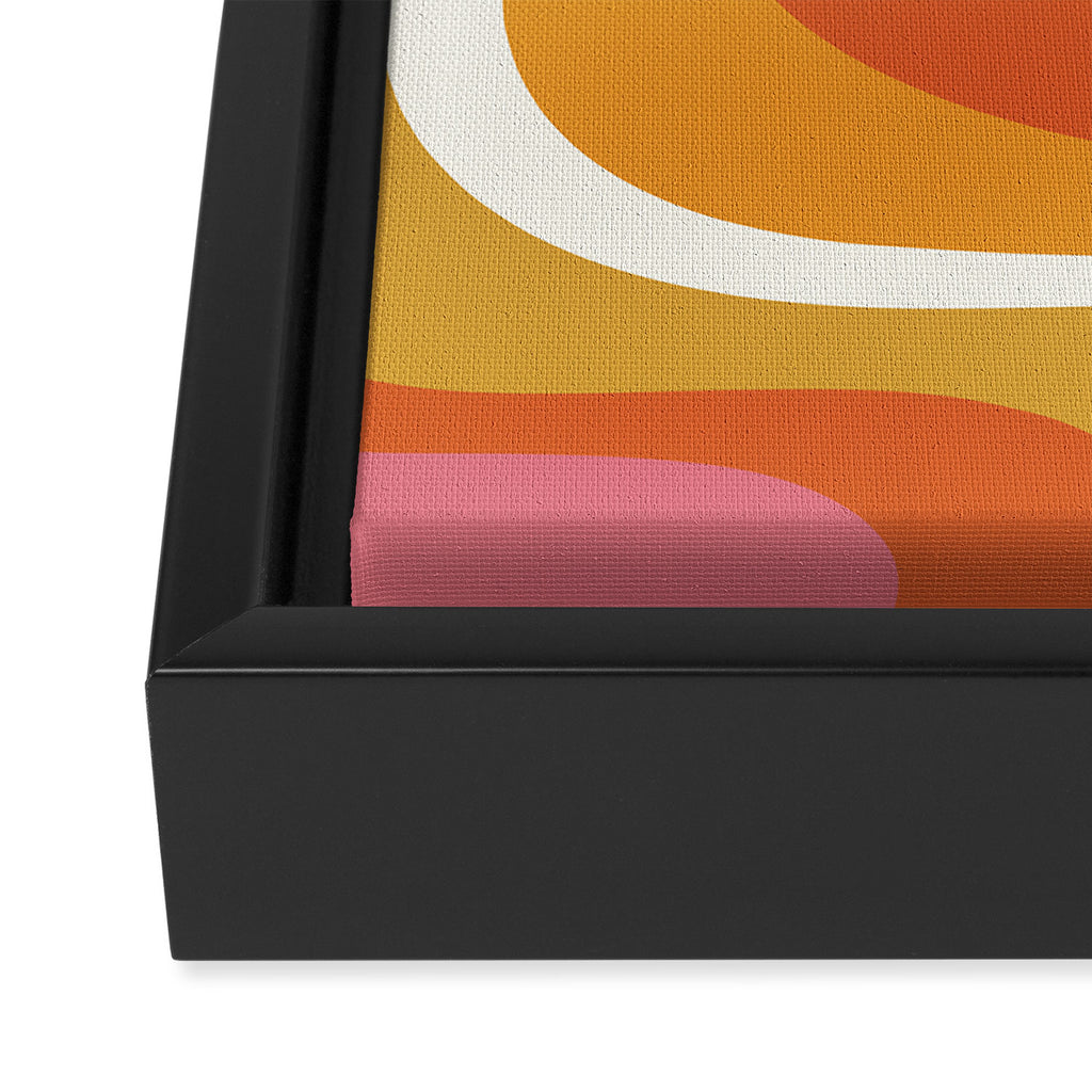 Retro Dream Liquid Swirls Abstract Ochre Orange Pink Cream Framed Canvas Print Gallery Image 3