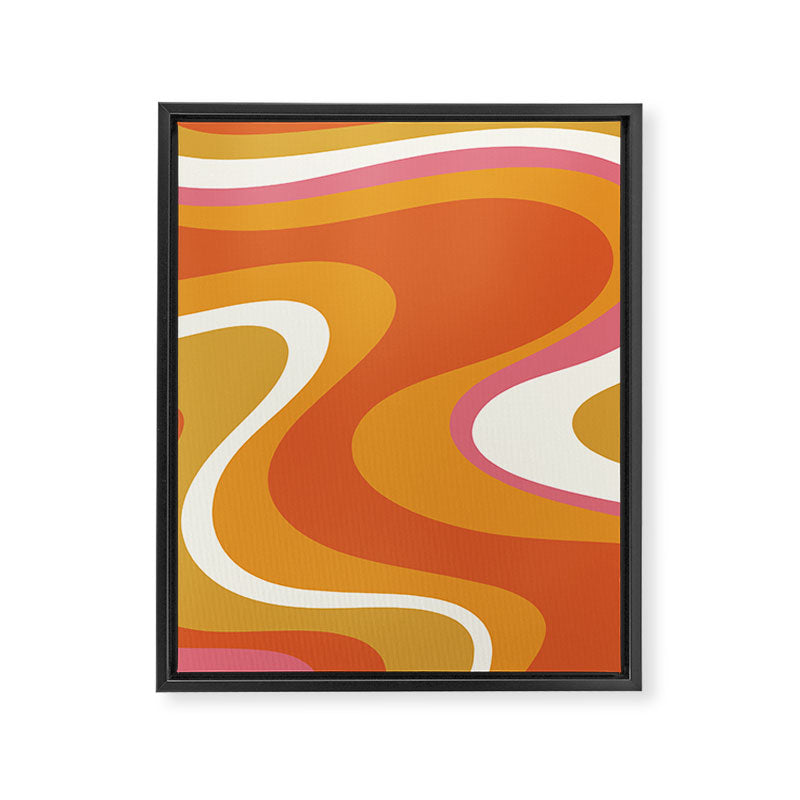 Retro Dream Liquid Swirls Abstract Ochre Orange Pink Cream Framed Canvas Print Gallery Image 8